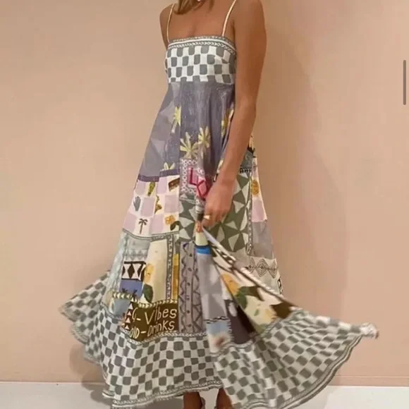 EmmaLee Runway Patchwork Maxi Sun Dress, Couture Lux Maxi Gown - Picture 6 of 16